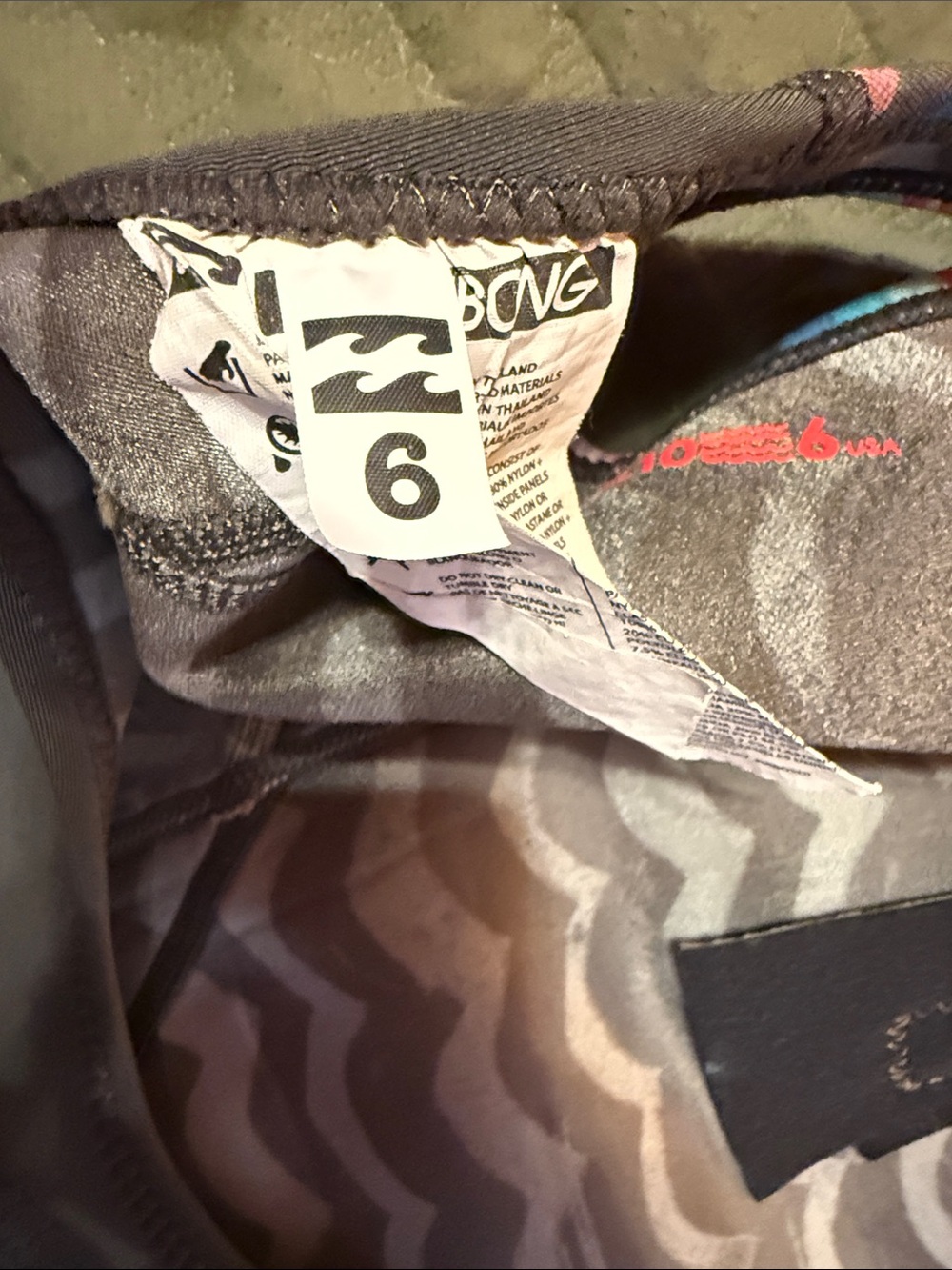 Billabong Olive, Black & Multi-Stripe  One-Piece Swim - Picture 3 of 3